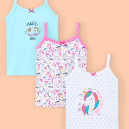 Bodycare Cotton Sleeveless Slips Unicorn Printed Slips Pack of 3 - Pink & White-image-7