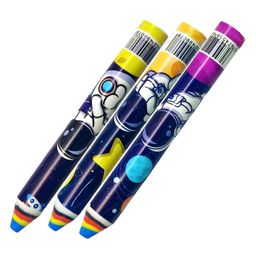 FunBlast Pencil Shaped Space Theme Erasers for Kids Pack of 3  Multicolor-image-49