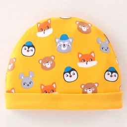 Babyhug 100% Cotton Knit Cap Animal Print - Yellow-image-99