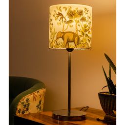 Green Girgit Metal Chrome Finish Lamp with Multicolor Jungle Shade-19