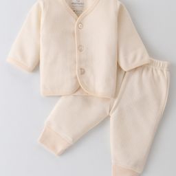 Mom's pet Cotton Full Sleeves Solid Coordinating Thermal Set - Yellow-image-60
