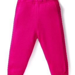 Babyhug Knit Full Length Solid Colour Fleece & Woollen Bottom - Dark Pink-image-36
