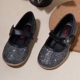 Minesole Shimmer Embellished Ballerinas - Black-image-58