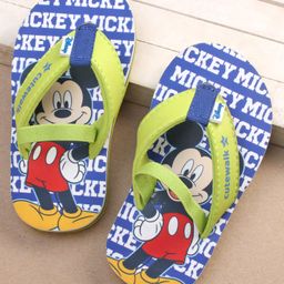 Cute Walk by Babyhug Disney Mickey Mouse Printed Flip Flops with Back Strap - Light Green-image-55