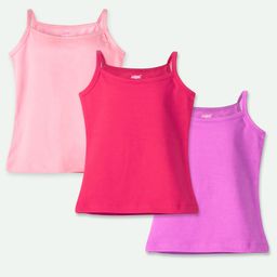 Ariel Cotton Lycra Knit Pack Of 3 Sleeveless Solid Camisoles - Purple Light & Dark Pink-image-98