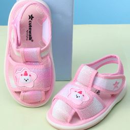Cute Walk by Babyhug Velcro Closure Sandals with Bear Applique - Pink-picture-48