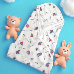 Safe n Cute 100%organic muslin cotton hooded swaddler/wrapper/sheet for newborn (0 to 6 months)-image-68