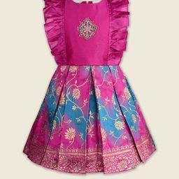 Girls Embroidered Flared Sleeve Fit and Flare Frock Dress-picture-56