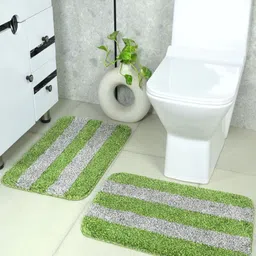 Saral Home Green & Grey 2 Pieces Microfiber Anti Slip Bath Rug-image-40
