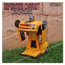 Toyshine 2-In-1 Transforming Robot Car Toy With Light Music And Bump And Go Function - Yellow image 2