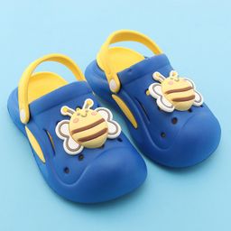 Oh! Pair Slip On Clogs With Back Strap Closure & Bee Applique - Blue image 2