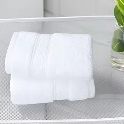 MYTRIDENT 2-Pcs White 600 GSM Pure Cotton Hand Towels-16