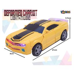 Toyshine 2-In-1 Transforming Robot Car Toy With Light Music And Bump And Go Function - Yellow image 3