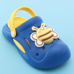 Oh! Pair Slip On Clogs With Back Strap Closure & Bee Applique - Blue image 3