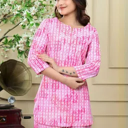 Dreambe Adults-Women Pink Pure Cotton Night suits-picture-26