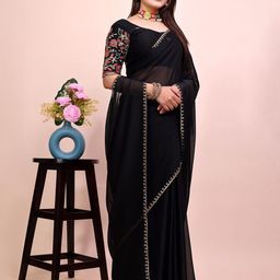 K 5 Fashion Embroidered Pure Chiffon Saree-image-16