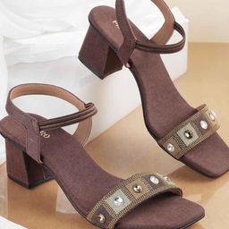 Metro Women Embellished Block Heel Mules-21