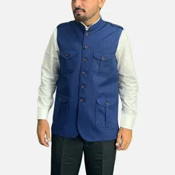 GARGIAN Master Cut Men Navy Blue Polyester Jackets-picture-35