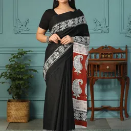 BALOOBI Pure Cotton Block Print Ready to Wear Saree-picture-46