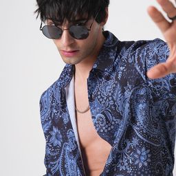 VASTRADO Classic Paisley Printed Slim Fit Casual Creased Shirt-image-37