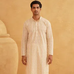SOJANYA Men Embroidered Regular Sequinned Pure Cotton Kurta with Churidar-picture-32