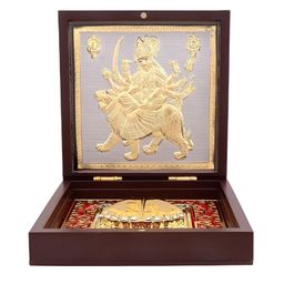 INTERNATIONAL GIFT Brown Metal Durga Mata Charan Paduka Box-image-34