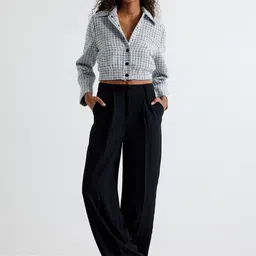 Koton Women Checked Crop Tailored Jacket-image-57