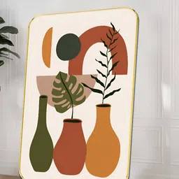 SAF Cream-Coloured & Yellow Wood Floral and Botanical Wall Paintings-26