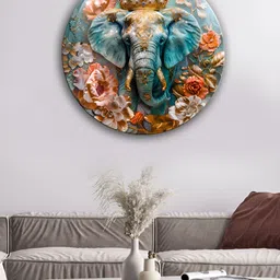 OLIVE TREE Blue & Brown Lord Ganesha Printed Wooden Wall Hangings-image-74