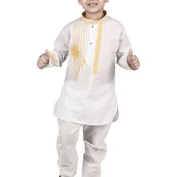 NEW GEN Boys Ethnic Motifs Embroidered Thread Work Detail Straight Kurta with Pyjamas-picture-11