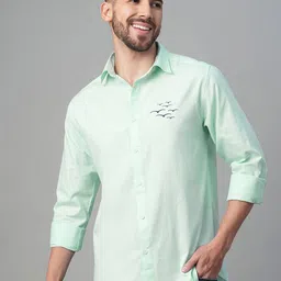 Mast & Harbour Spread Collar Long Sleeves Linen Relaxed Fit Shirt-image-21