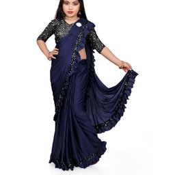 HARIOM FASHION Navy Blue Lycra Sarees-image-82