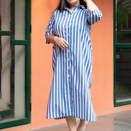 GULABOSITABO Candy Stripes Cotton Shirt Maxi Plus Size Dress-image-25