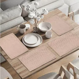 Saral Home 4Pcs Beige Striped Cotton Rectangle Table Placemats-10