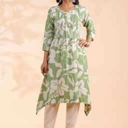 Vbuyz Women Floral Printed Regular Pure Cotton Kurta with Palazzos-image-30