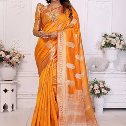 Divyadham Textiles Bandhani Woven Design Zari Organza Designer Banarasi Saree-48