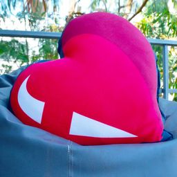 Indigifts Pink & White Printed Heart Shape Cushion-49