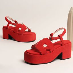 Street Style Store Suede Block Sandals-image-23