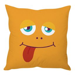 Stybuzz Cartoon Smiley Print Cushion Cover - Orange-image-77