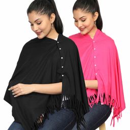 Nene Multi Purpose Nursing Shawl Pack of 2 - Black Dark Pink-image-88