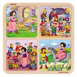 Webby 4 in 1 Snow White Story  Wooden Puzzle Multicolor - 36 Pieces-12