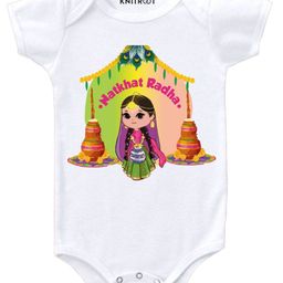 KNITROOT Half Sleeves Natkhat Radha Print Onesie - White-picture-28