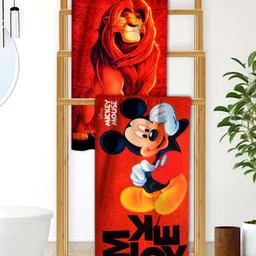 Athom Living Orange & Black 2 Printed Cotton 350 GSM Bath Towel-image-27
