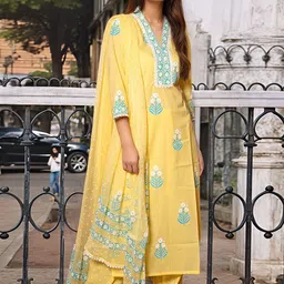 Aaghnya Women Floral Printed Kurta with Palazzo & Dupatta-53