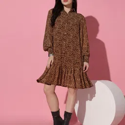 BAESD Animal Print Georgette Midi Dress-picture-41