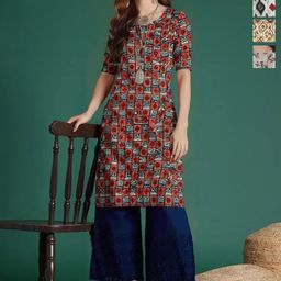 Anouk Rustic Women Pack of 4 Ethnic Motifs Printed Daily Straight Kurtas-image-93