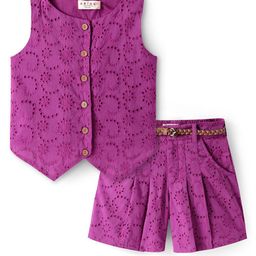 ARIAS By LARA DUTTA Girls Pure Cotton Top with Shorts-10