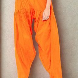 Mytrendzs Orange Pure Cotton Pleated Patiala Salwar-image-33