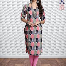 HERE&NOW Selection Of 3 Floral Printed Round Neck Straight Kurtas-image-101