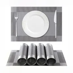 We3 6 - Pcs Grey Textured Table Placemats-6